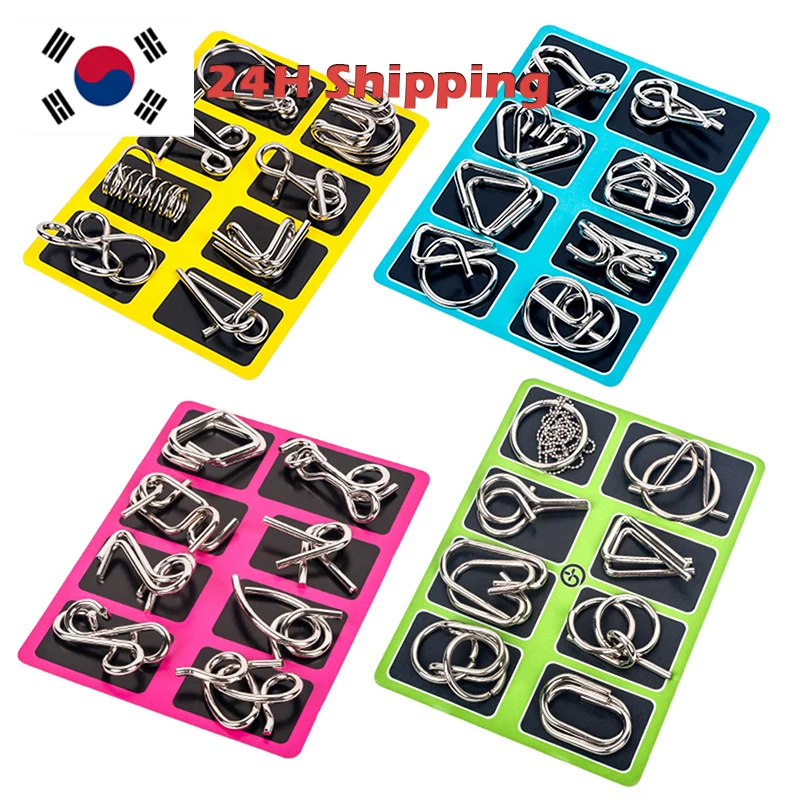 

8Pcs/Set Metal Montessori Puzzle Wire IQ Mind Brain Teaser Puzzles Children Adults Interactive Game Reliever Educational Toys