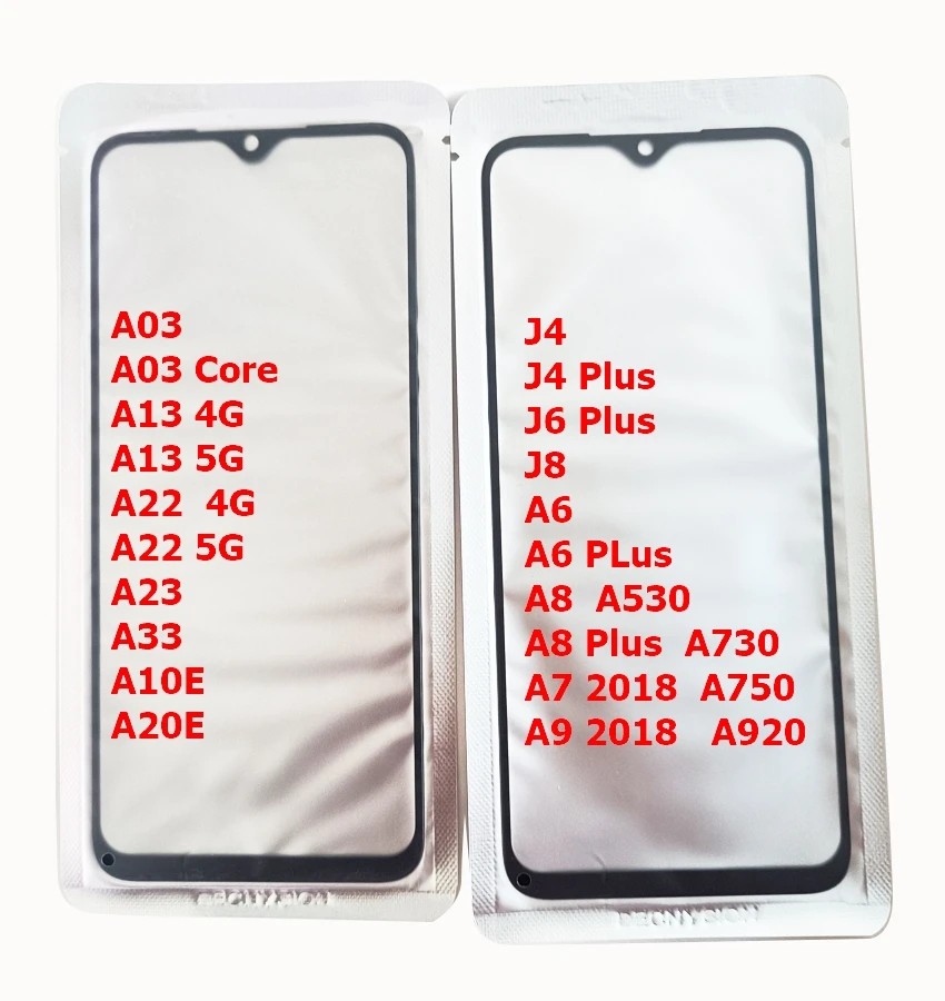 

10Pcs Touch Front Outer Glass Lens OCA For Samsung Galaxy J4 J6 Plus J8 A8 A750 A920 A03 Core A13 5G A23 A33 A42 A52 A72 A53 A73