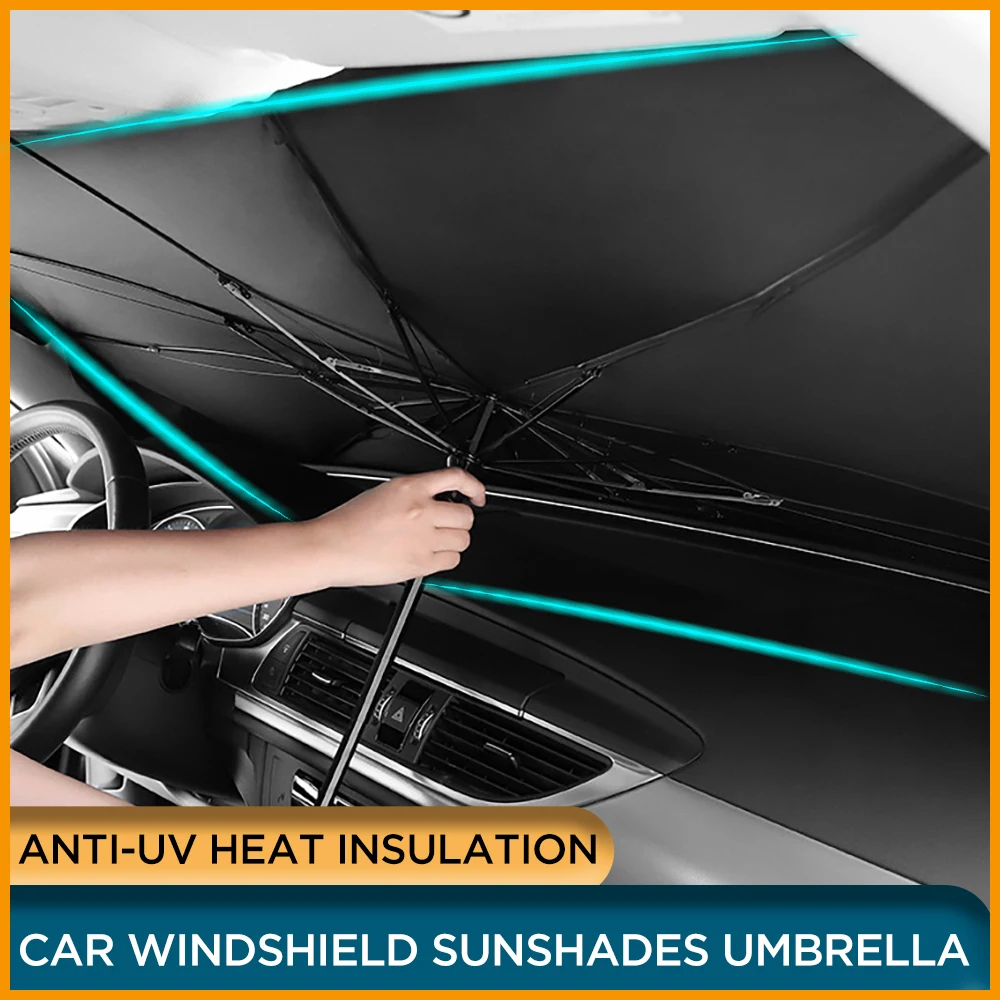 Front Car Windshield Sunshades Umbrella For Summer Anti-UV Sun Shade Front Car Window Curtain Visor For Car Seadan Hatchback SUV