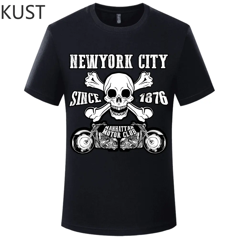 

MANHATTAN MOTOR CLUB ​Cotton Men's T-shirt Men 2023 Summer Short Sleeve Printed T Shirt Top Tshirt Clothing Free Shipping