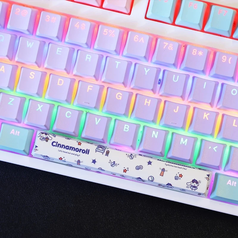 

108 Keys Cute Dog Keycaps PBT Word Through Pink Girly Style Keycap for Mechanical Keyboard Cherry Profile Key Cap Anne Pro GK61