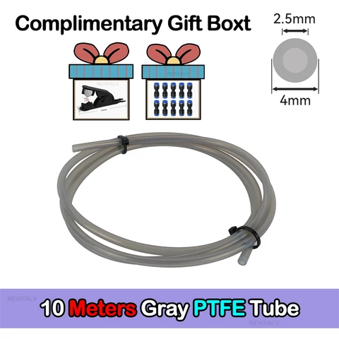 Для Bambu Lab Ptfe Tube 2 5 мм 4 мм P1S P1P AMS A1 Мини-3D-принтер Teflonto Pipe X1C Bambulab Ptfe Tube 5 м/10 м Белый Серый AMS LITE