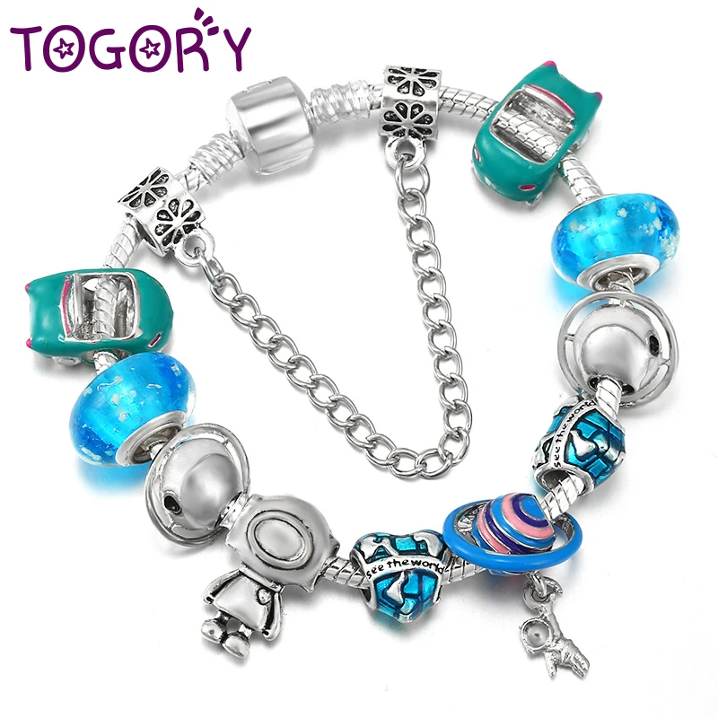 

Роскошные браслеты с подвесками из серии «путешествия» с астронавтом и планетой, браслет с бусинами, браслеты для женщин и мужчин, ювелирны...