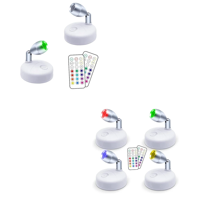 

GTBL RGB Wireless LED Spot Light,Battery Operated Lights,Dimmable Accent Lighting Art Light With Remote Rotatable Head