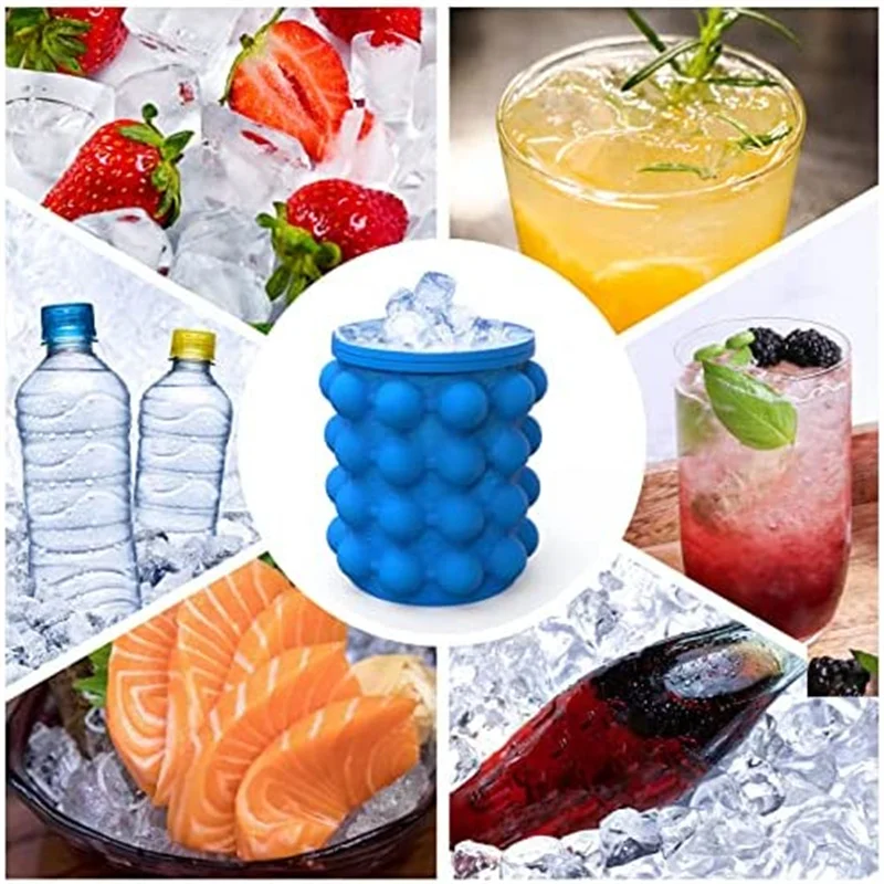 

Ice Cube Mold Ice Trays Large Silicone Bucket 2 in1Ice Cube Maker Round Portabl Cooler Beer Cabinet Kitchen Tools Drinking