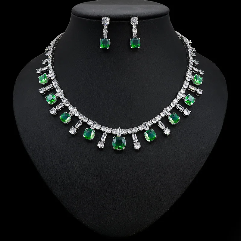 

Woman Classic High Quality Cubic Zirconia Geometry Jewelry Sets Casual Gathering Grace Women's Jewelry Necklace and Earring Sets