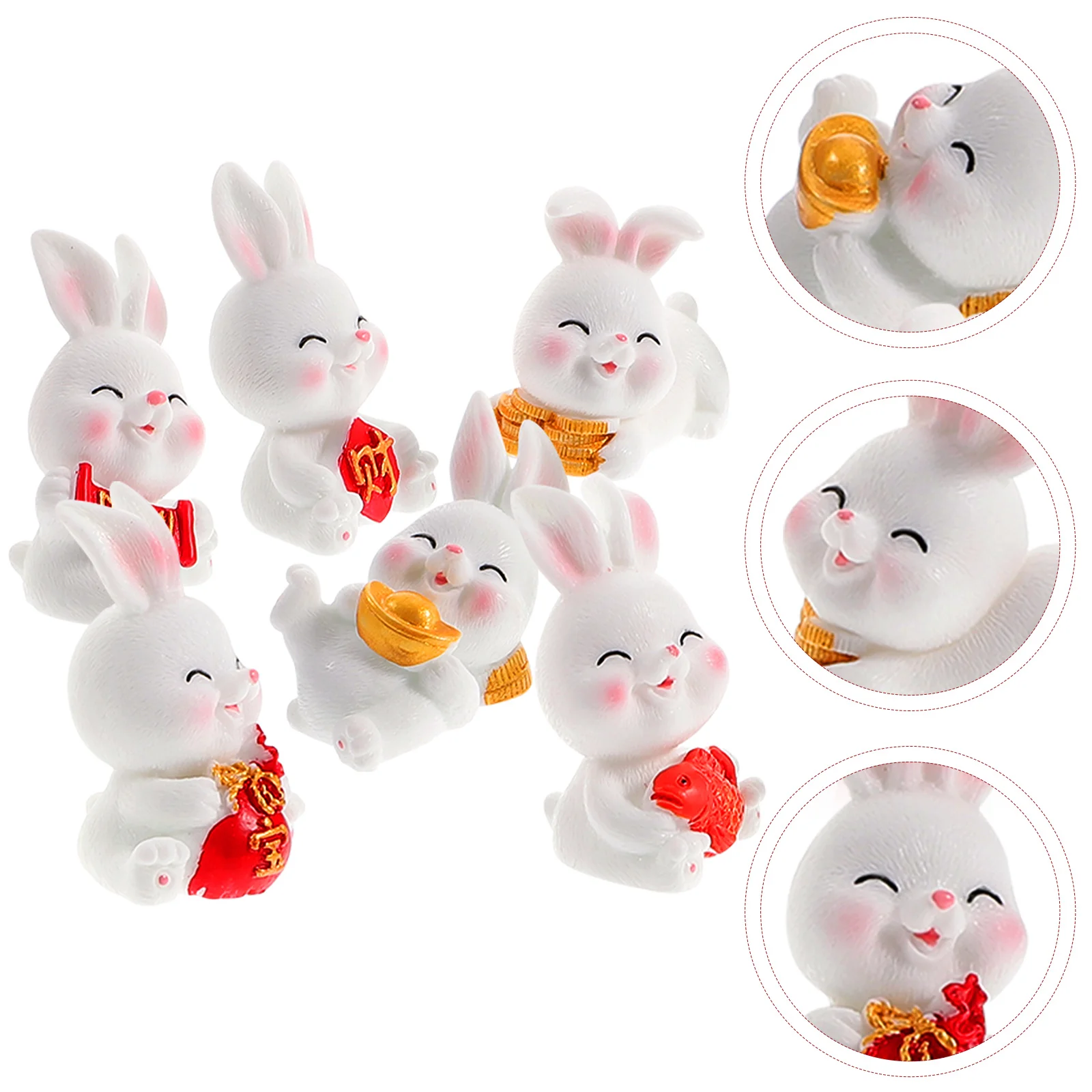 

Rabbit Bunny Figurines Decor Chinese Figurine Year Resin Mini Miniature Zodiac Ornament Statue New Animal Figures Ornaments