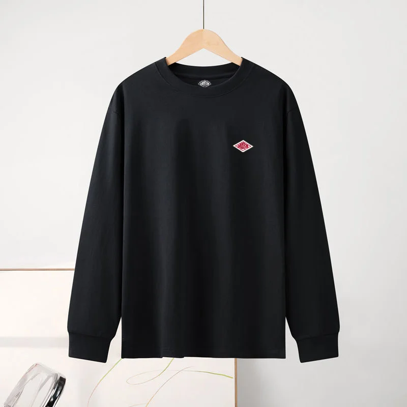 Футболка мужская/женская с длинным рукавом круглым вырезом и вышивкой