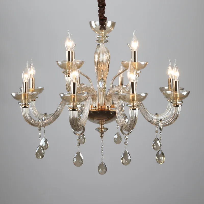 

modern Champagne candle crystal chandelier luxury villa decoration lamp suitable for family banquet hall hotel pendant lamp