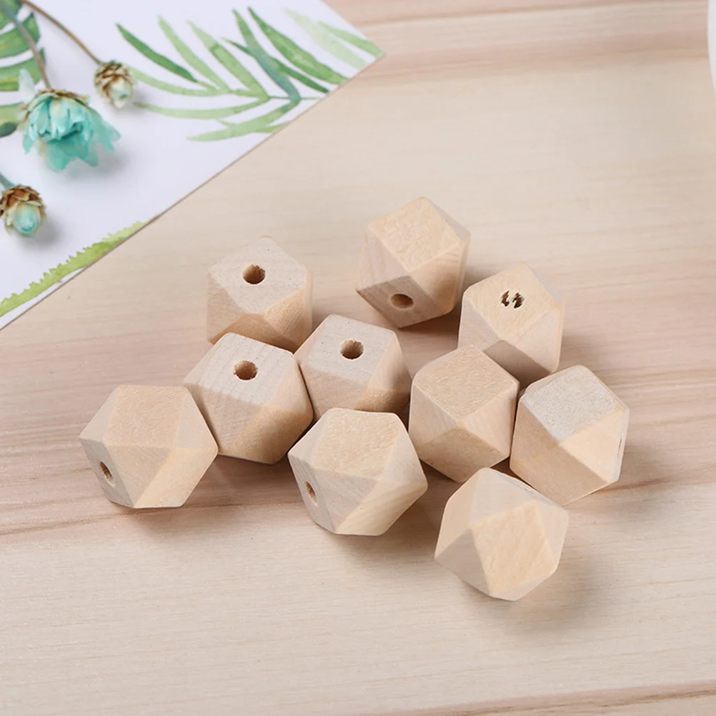 

100pcs Unfinished Natural Color Wooden Beads Octagonal DIY Spacer Beads Findings Charms for Craft Project Jewelry Making