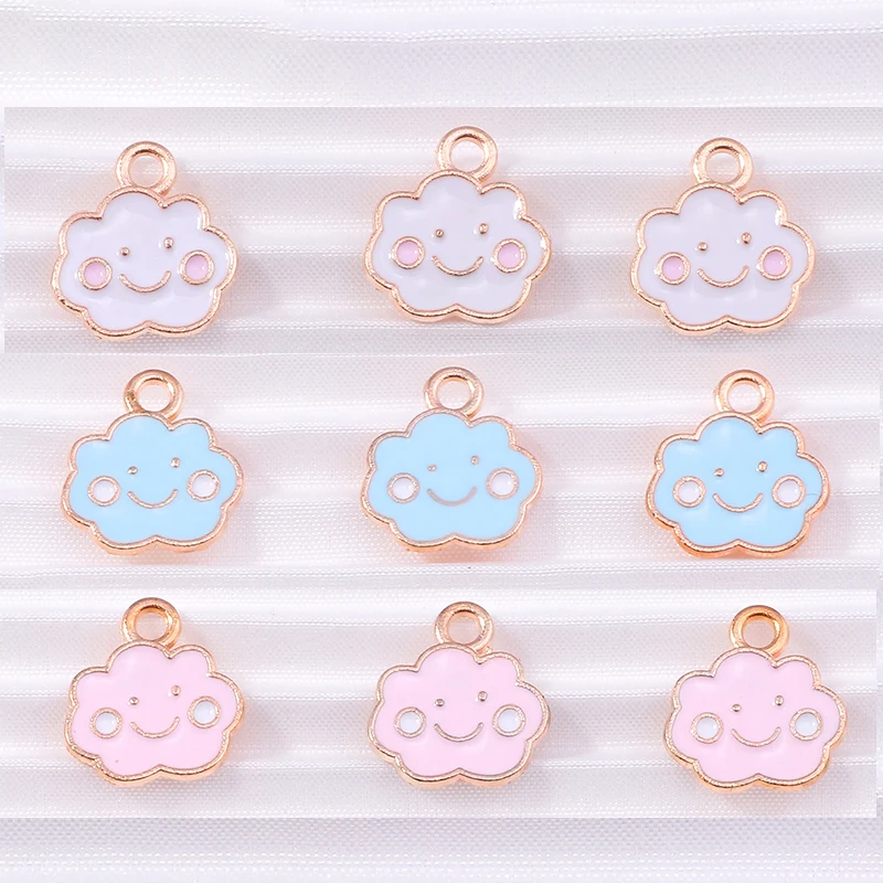 

10pcs 11x13mm Cartoon Enamel Small Smile Clouds Charms for Jewelry Making DIY Earrings Pendants Necklaces Handmade Bracelet Gift