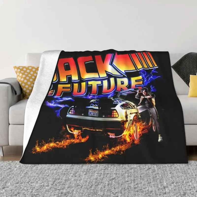 

Back To The Future 1980s Film Blanket Fleece Spring Flannel Marty Mcfly Time Machine Throw Blankets for Sofa Car Bedroom Quilt