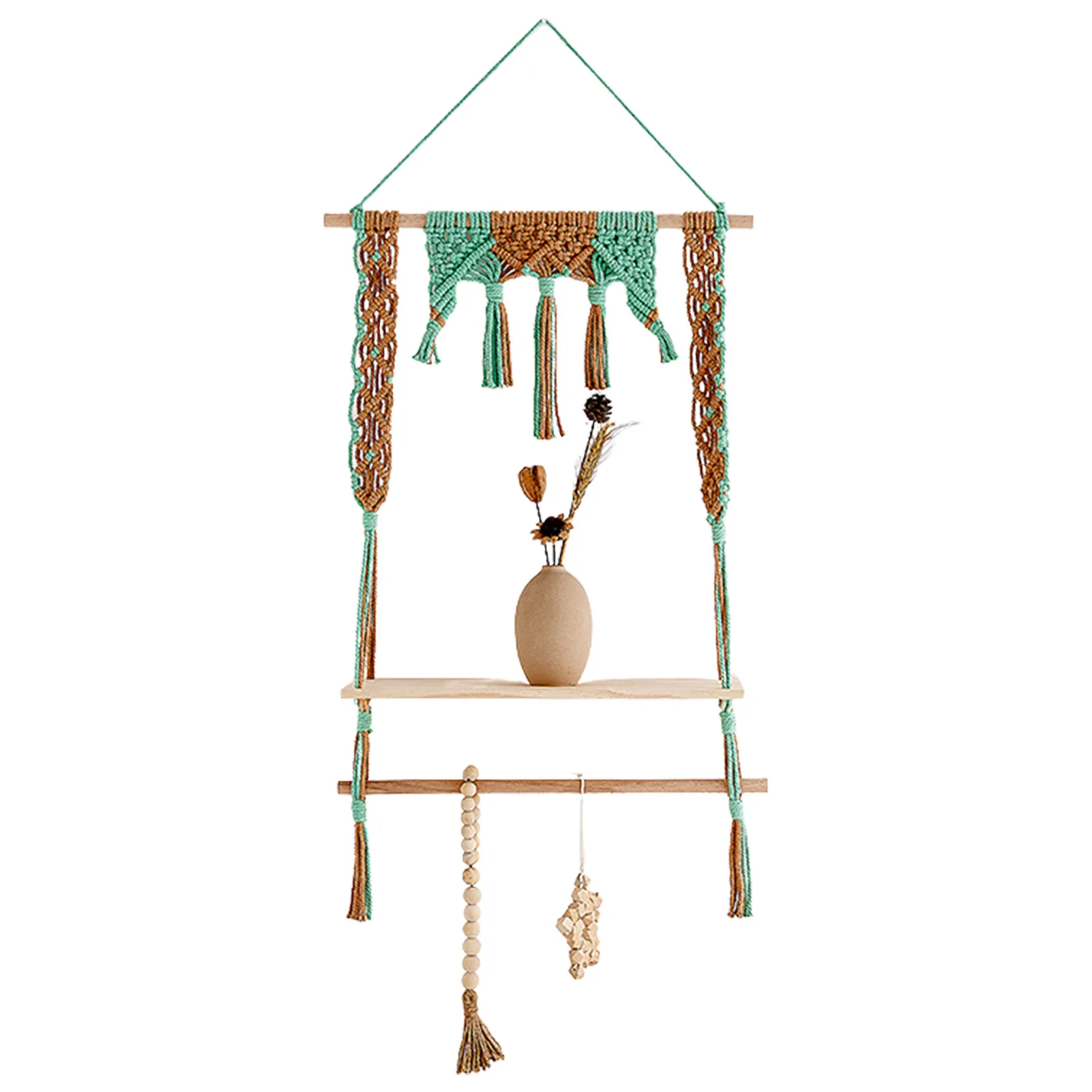 

Boho Macrame Shelf Plant Shelves With Handmade Woven Rope Bohemian Shelves Decor Suitable For Kitchen Bathroom Home Storage