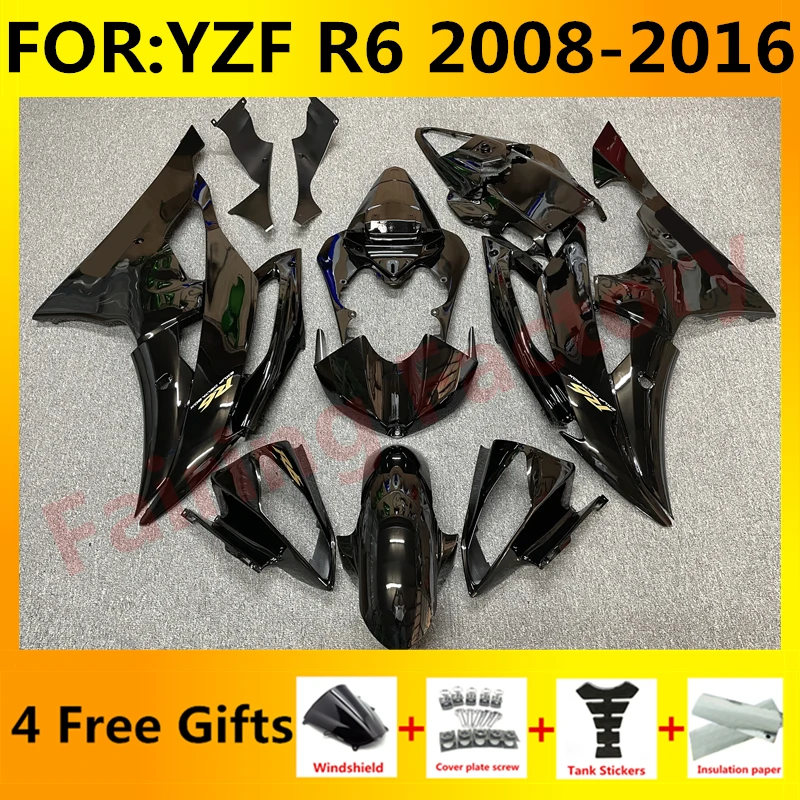 

Полный комплект обтекателей для мотоцикла, подходит для YZF R6 YFZ-R6 2008 2009 2010 2011 2012 2013 2014 2015 2016, Обтекатели для кузова черного цвета