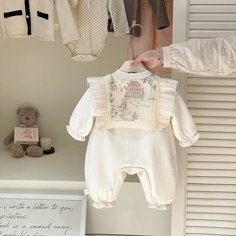 Комбинезон для новорожденных новинка 2024 осенняя одежда новый китайский