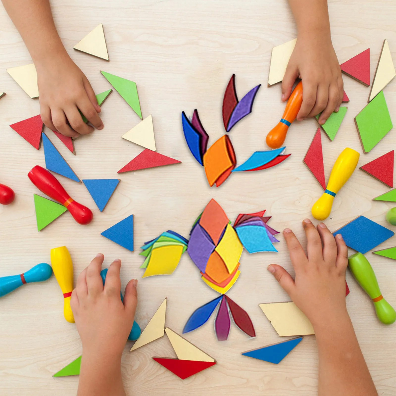 Обучающая игра Монтессори деревянная головоломка радужная укладочная игрушка