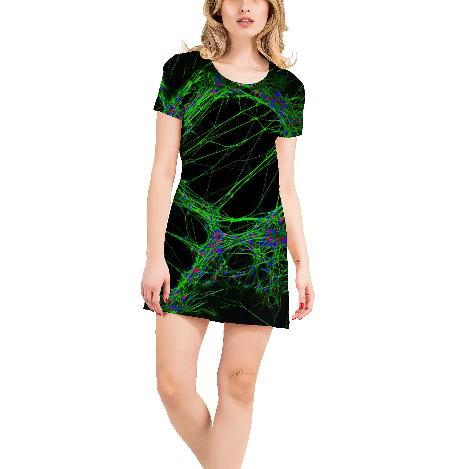 

Женское платье-футболка с круглым вырезом, разноцветное свободное повседневное Спортивное платье с 3D-принтом в виде водной волны, лето 2022