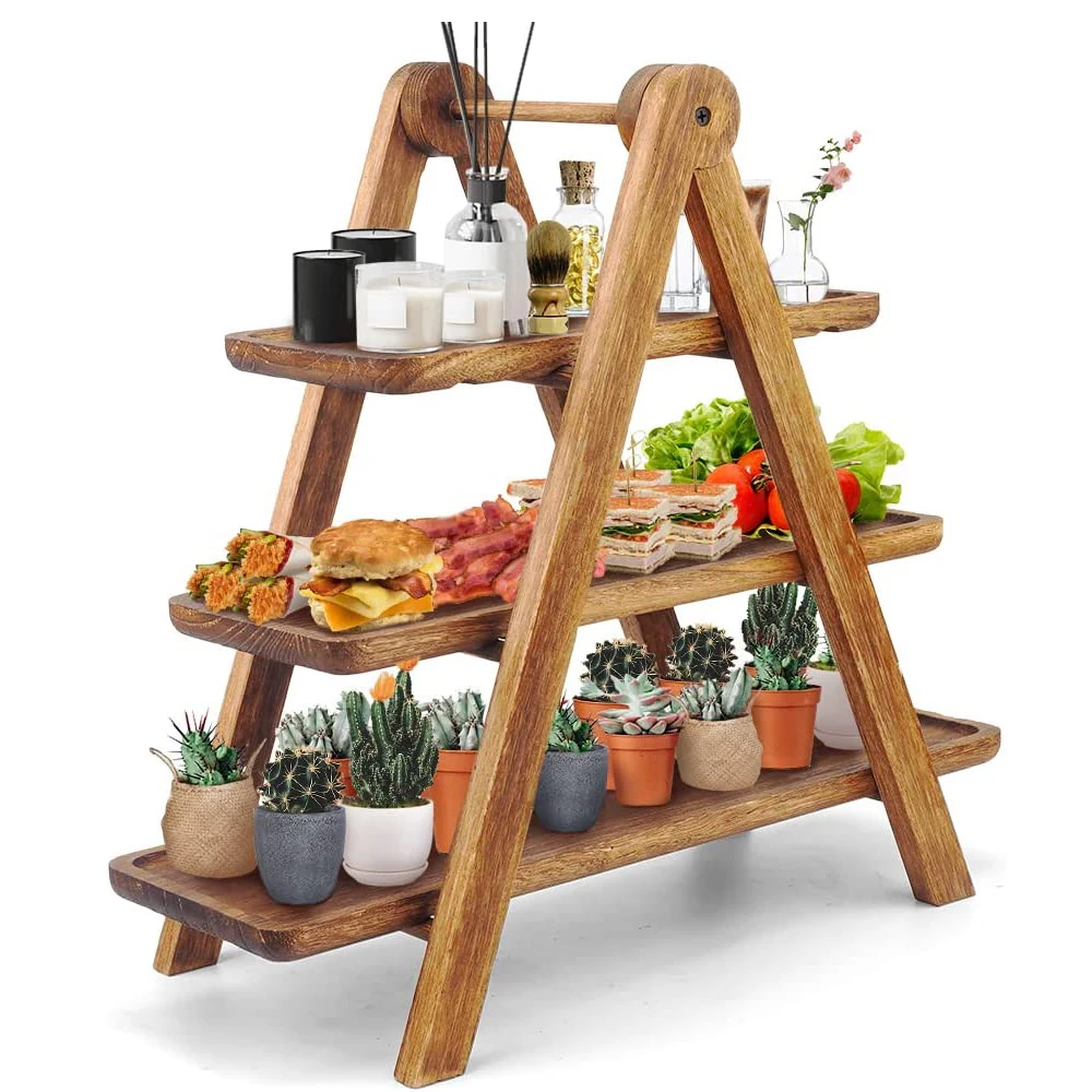 

3 Tier Dessert Stand, Wood Cupcake Stand for Display with 3 Serving Trays, Wood Serving Platters for Cheese, Dessert, Cupcake