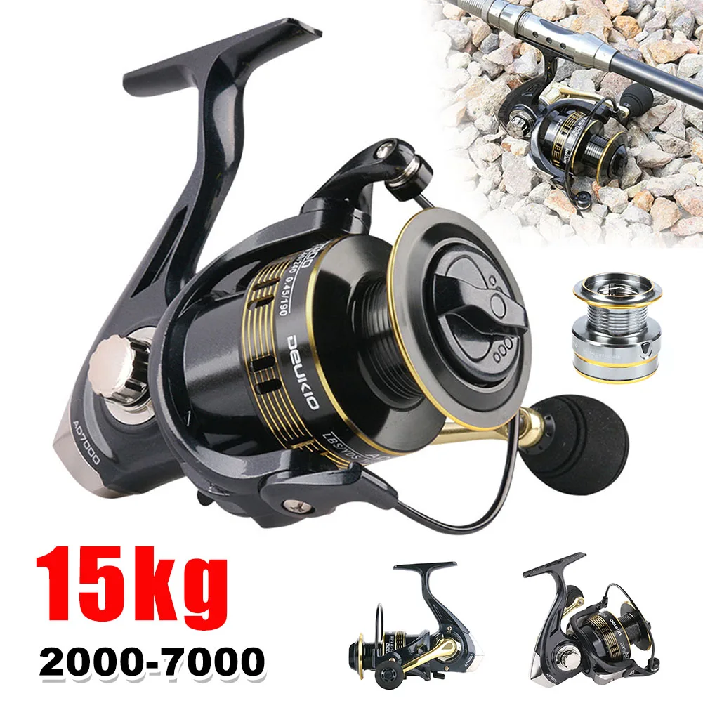 

Рыболовная катушка серии 2000-7000, Легкая металлическая катушка для спиннинга, максимальное усилие фрикциона 15 кг, Катушка 5,2: 1 для ловли карпа,...