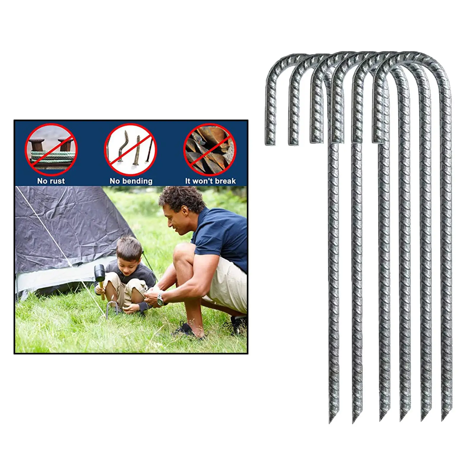 

Steel Ground Rebar Stakes Trampoline Anchors Marquees Tents Bouncy Camping