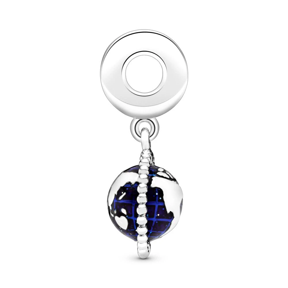 Pandora Classic Blue Spinning Globe Dangle Charm pour femme, Immédiatement Going Collection Charms, Bijoux en argent 925 pour bracelet, DIY 2