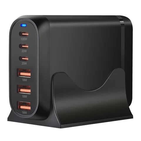 Настольное зарядное устройство GaN мощностью 200 Вт с 6 портами USB Type C PD Charger Быстрая зарядка 3.0 Быстрое зарядное устройство Мобильное зарядное устройство USB EU PLUG