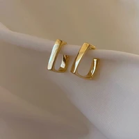 lats new geometric u shaped hoop earrings for women fashion trend simple temperament earrings female korean jewelry wholesale