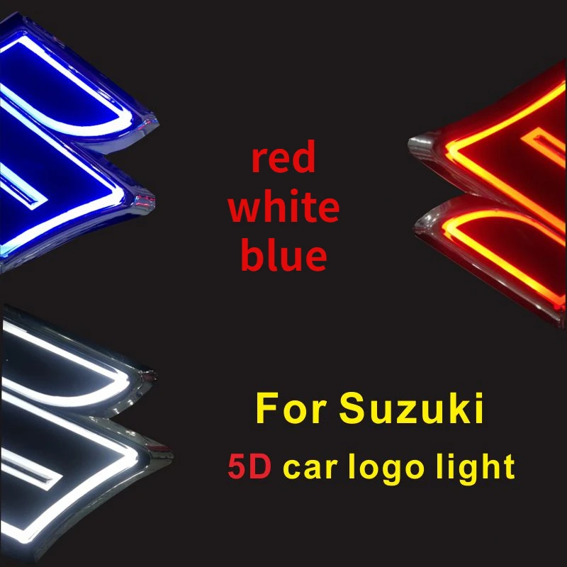 

5D car front grille trunk logo LED lights modified lights For Suzuki Swift Warrior SX4 Jimny Viitala Beniotto Falcon Jewelry