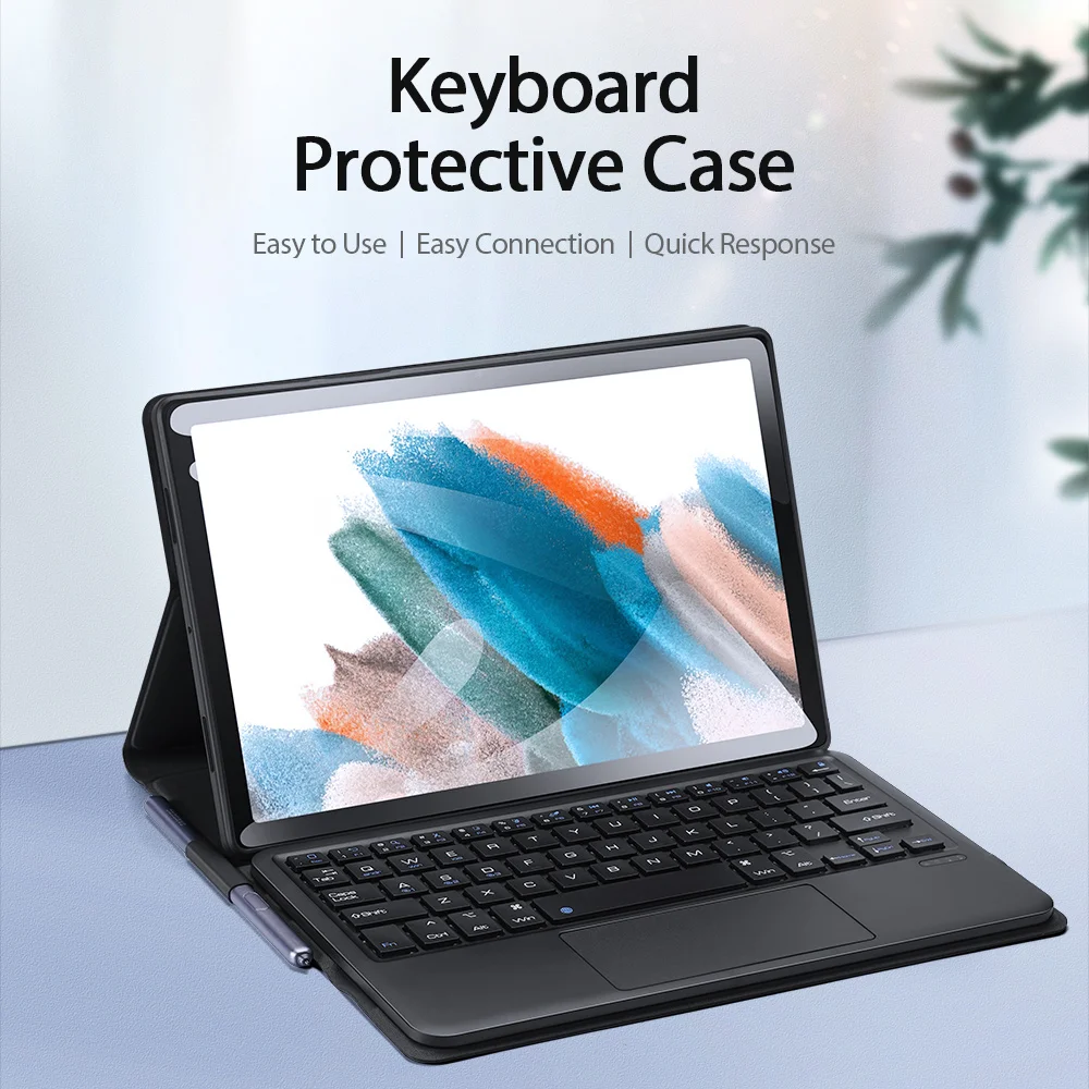for Samsung Tab A8 A7 Tablet Cases Bluetooth Keyboard with Touch Pad Pen Belt Flip Sleeve Foldable Stand Protective Cover