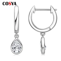 cosya 925 sterling silver 0 5ct d vvs1 diamond with gra moissanite drop earrings for women sparkling wedding fine jewelry gifts
