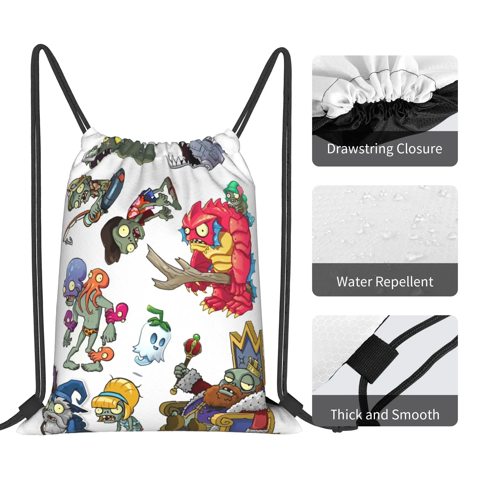 Фото Рюкзак с принтом Game P-Plants-vs-Zombie, складной, повседневный, спортивный, для йоги, на заказ, сумка-мешок на завязках №5