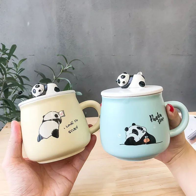 

3D Cartoon Panda Mug With Spoon 400ml Original Mugs Coffee Cups Free Shipping Unusual Tea Cup Cute and Different Cups Drinkware