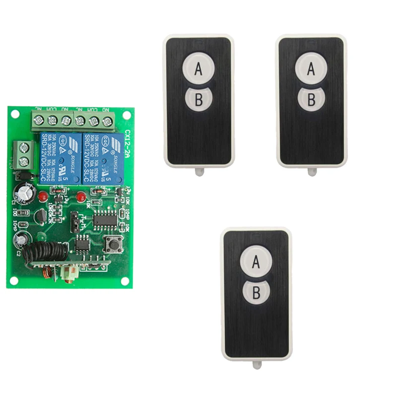 DC12V 24V 2-канальный мини беспроводной радиочастотный пульт дистанционного