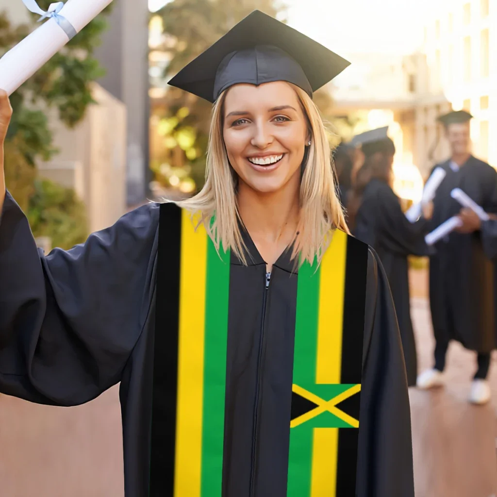 Выпускной флаг из Ямаки шарф шаль палантин сапфировый синий с полосой