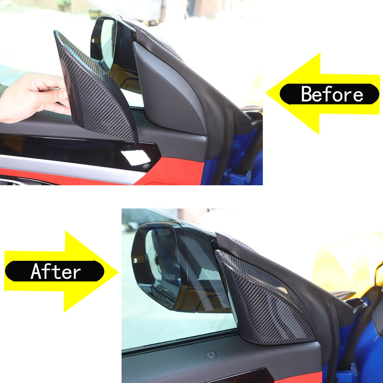 Сухая внутренняя дверь автомобиля из углеродного волокна треугольная накладка