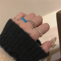 2022 new colourful transparent resin acrylic rings 4 set for women jewelry travel gifts girl temperament versatile jewelry korea