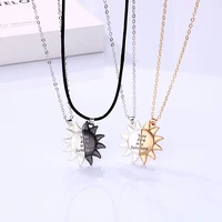 2 pcsset magnetic sun pendant necklace for couple women you are my sunshine choker chain girlfriend valentines day gift jewelry