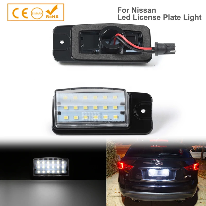 

2pcs For Nissan Altima/Maxima/Murano/Rogue White 18-SMD LED License Plate Lights Lamp 26510AR00A