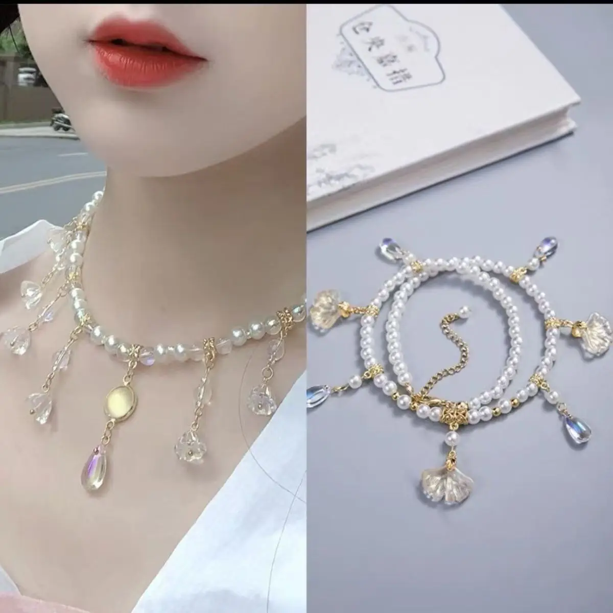 Жемчужное ожерелье с кисточкой женское антикварное в китайском стиле жемчужный