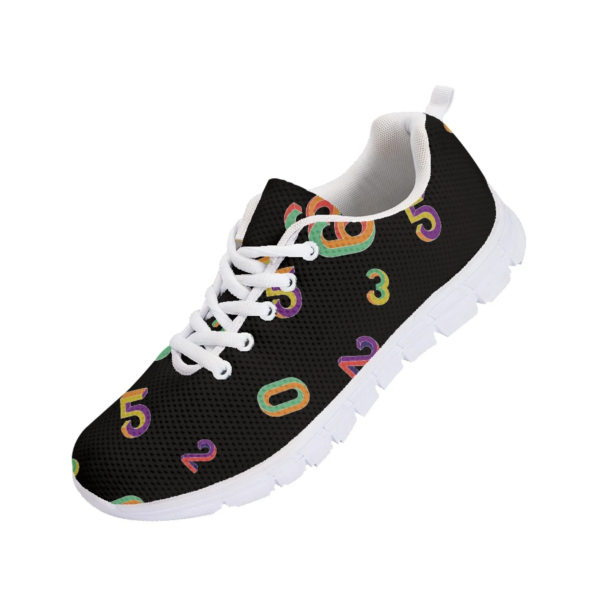 Yikeluo Number Pattern Prints Design Flat Shoes Women Casual Footwear Spring Summer Walking Sneakers Zapatos chaussure femme
