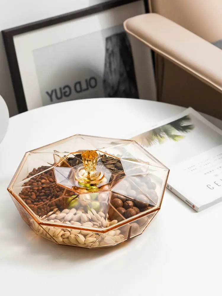 

Candy Snack Dried Fruit Box Compartment with Lid Simple Living Room Coffee Table Plastic Tray