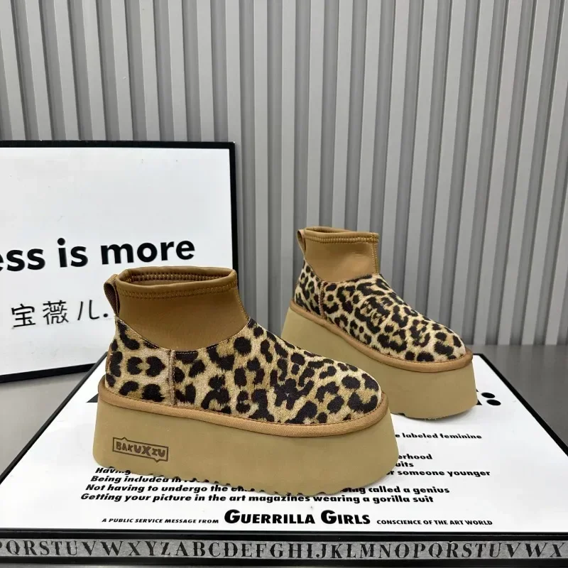 2025 зимняя хлопковая обувь на меху плоской подошве женские зимние ботильоны