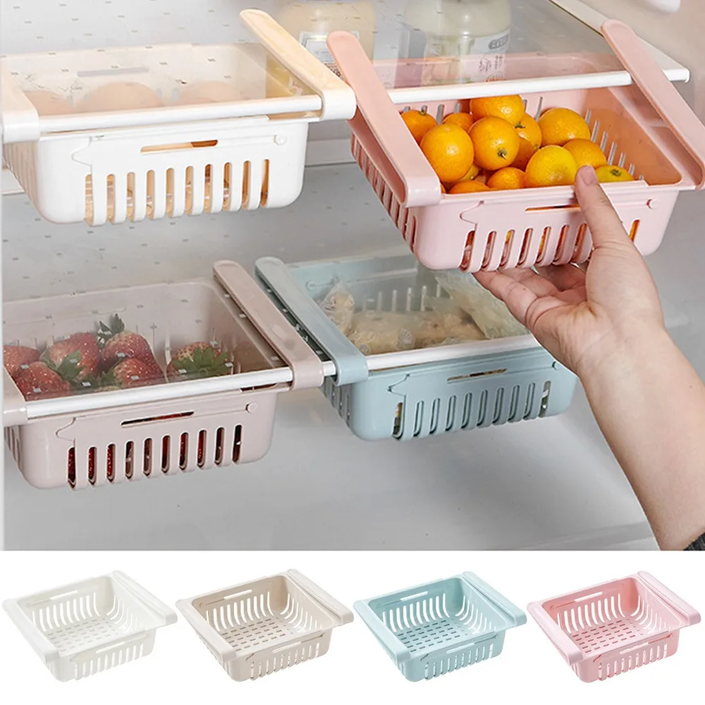Online Fridge Organizer Storage Box Refrigerator Drawer Plastic Storage Container Shelf Fruit Egg Food Storage Box Kitchen Accessories