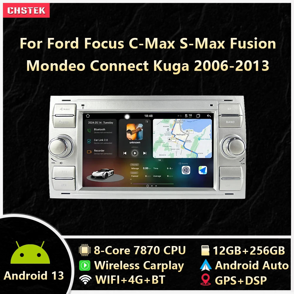Автомобильный радиоприемник CHSTEK 7870 12 + 256G Carplay Android авто для Ford Focus S-Max C-Max Mondeo Galaxy