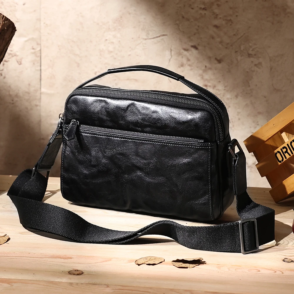 

Fashion Grab Leather Men's Bag Quality Messenger Shoulder Retro High Vegetable Tanned Brand Desgin Messenger Man For Bag