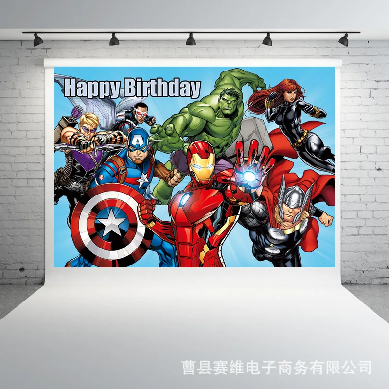 Студийный фон для фотосъемки с изображением героев мультфильма Marvel | Дом и сад