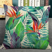 tropical leaves cushion home decorative pillow with tropical palm monstera leaves print for summer green decor