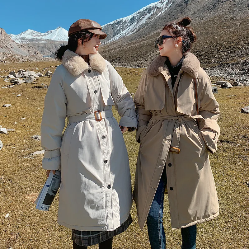 Women Cotton Overcoat Stand-up Collar Lambswool Tooling Coats 2021 New Fashion Temperament Female Parkas Tide Plus Velvet Jacket