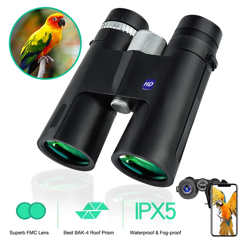 

12x42 HD Binoculars Bak4 Professional High Quality Telescope Outdoor Waterproof For Bird Watching Traveling Watching Concerts