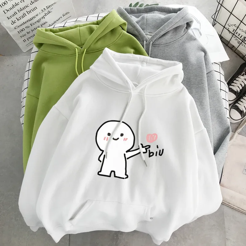 

2022 New Funny Pattern Sweater Women's Autumn and Winter Hooded Ins Net Red Student Korean Version Loose Women's Jacket